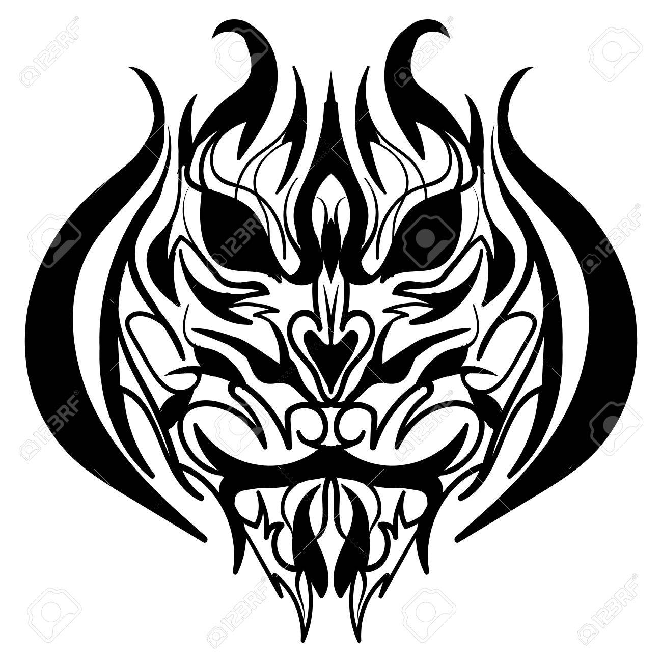 1300x1300 The Stylized Image Of A Tiger Head. Vector Illustration. Ink