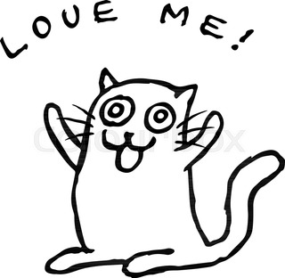 320x312 Cat Jumping For Joy. Funny Cartoon Cool Character. Contour