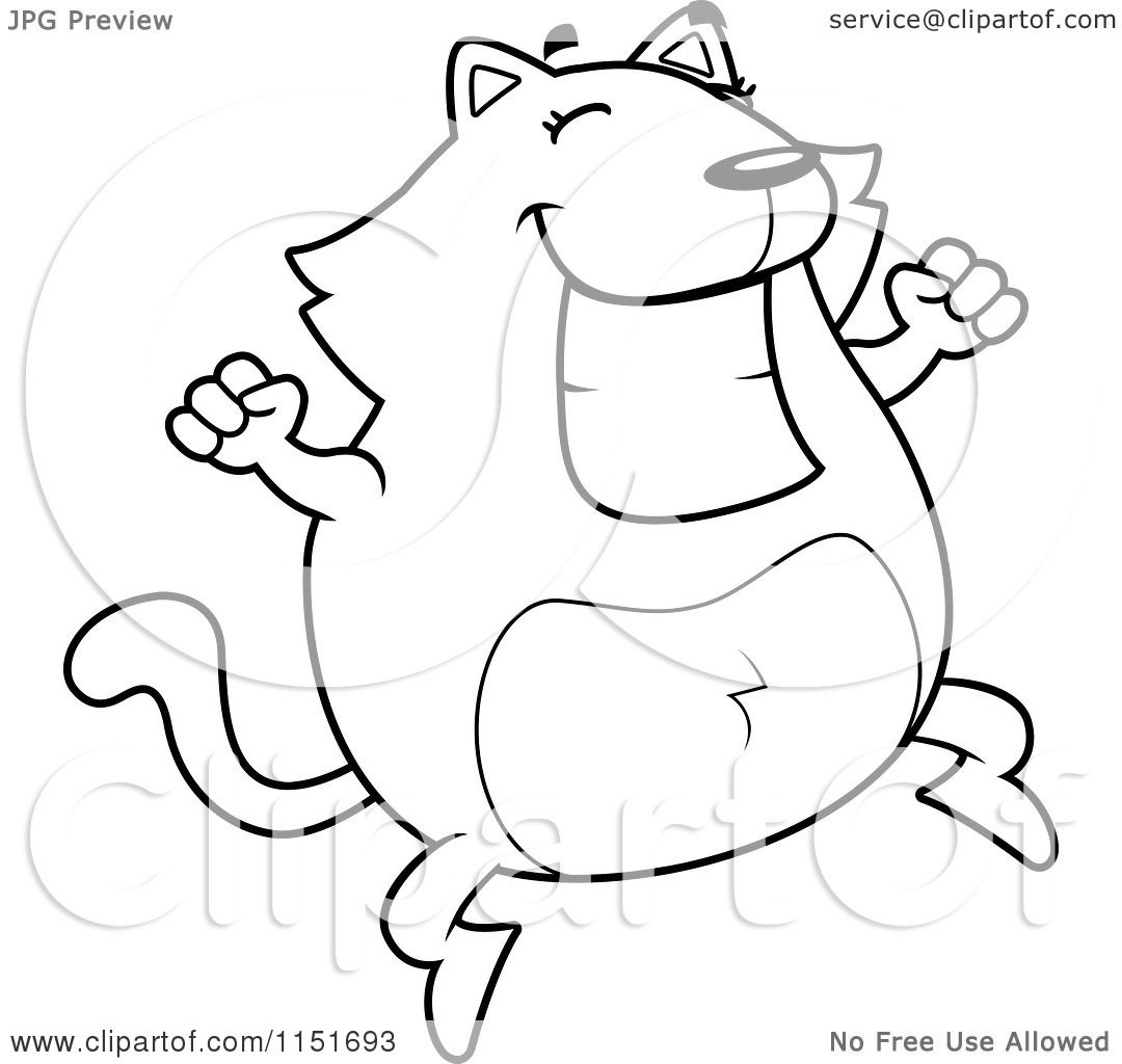 1080x1024 Cartoon Clipart Of A Black And White Happy Cat Jumping
