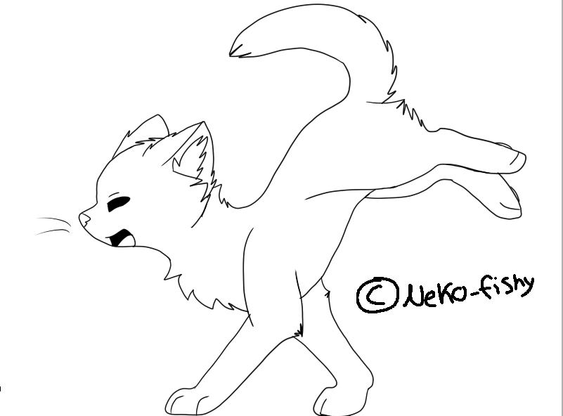 801x592 Cat Jumping Lineart By Neko Fishy