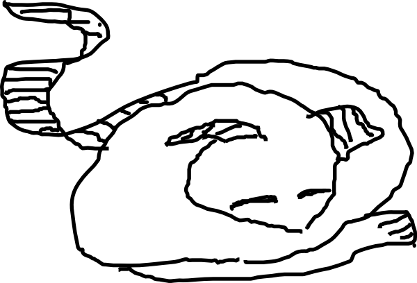 600x408 Sleeping Cat Line Drawing Clip Art