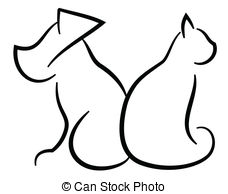 228x194 White Dog And Black Cat Isolated On White Vector Illustration