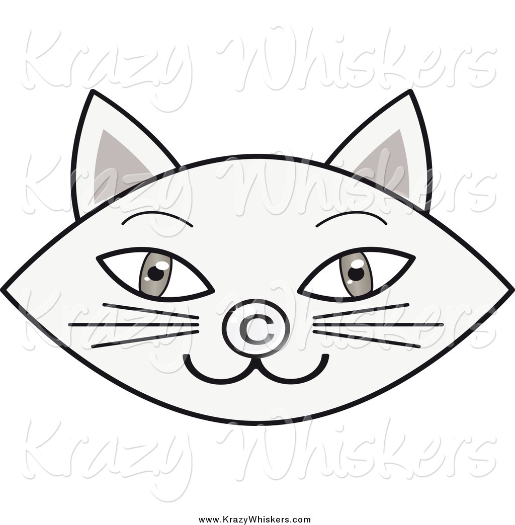 1024x1044 Critter Clipart Of A Gray Cat Face With A Copyright Nose By