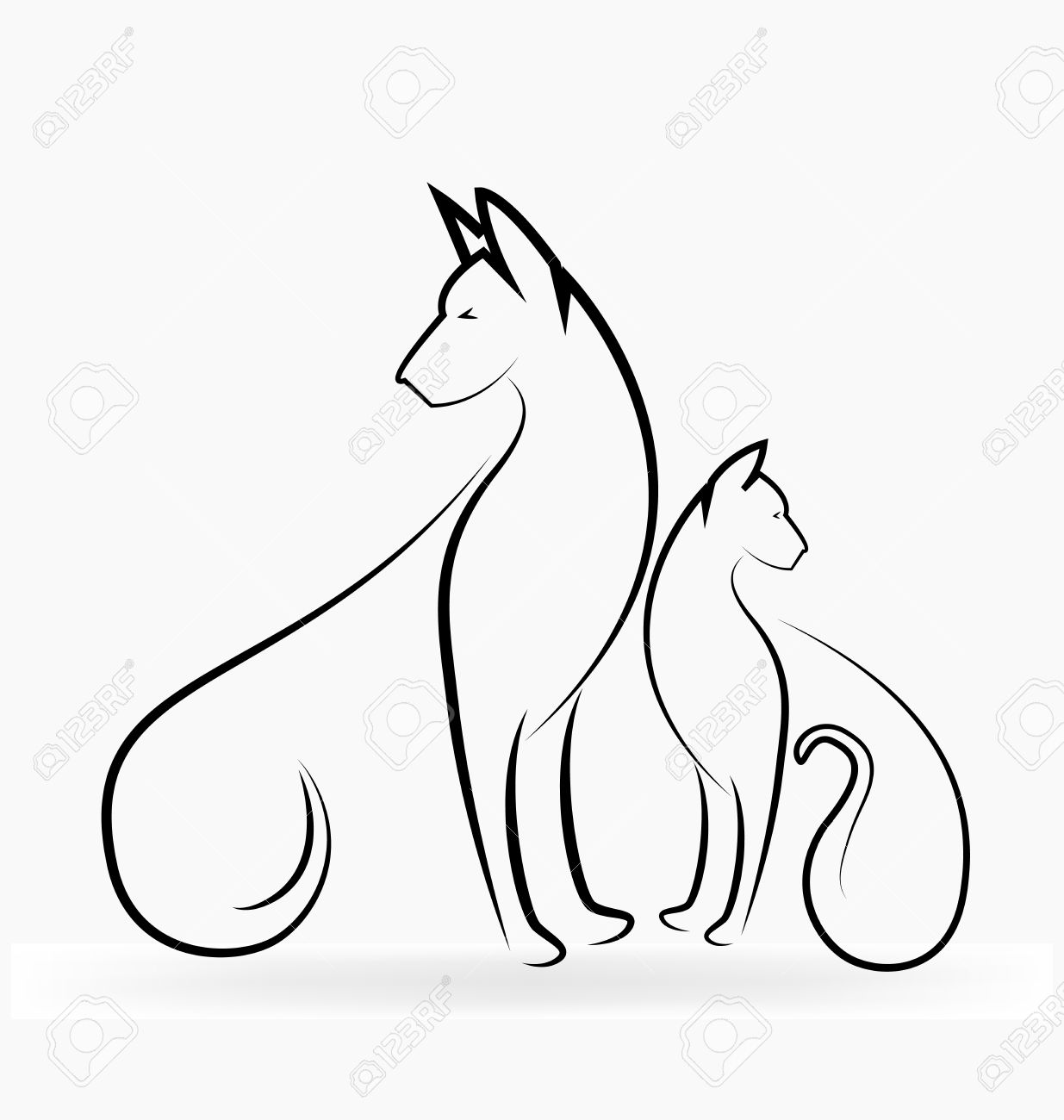 1235x1300 Cat And Dog Silhouettes Stylized Image Logo Vector Design Royalty