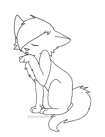 351x457 Cat Licking Paw Lineart By Dottythekitty