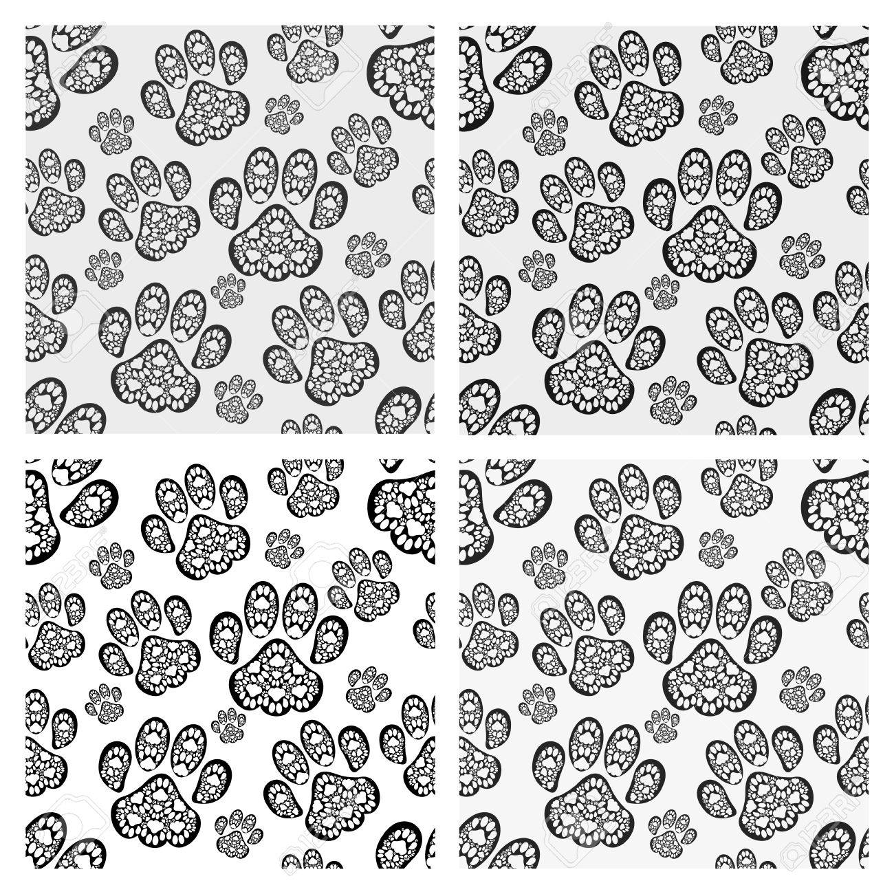 1300x1300 Cat Footprint Seamless Pattern From Black Paws Stock Photo