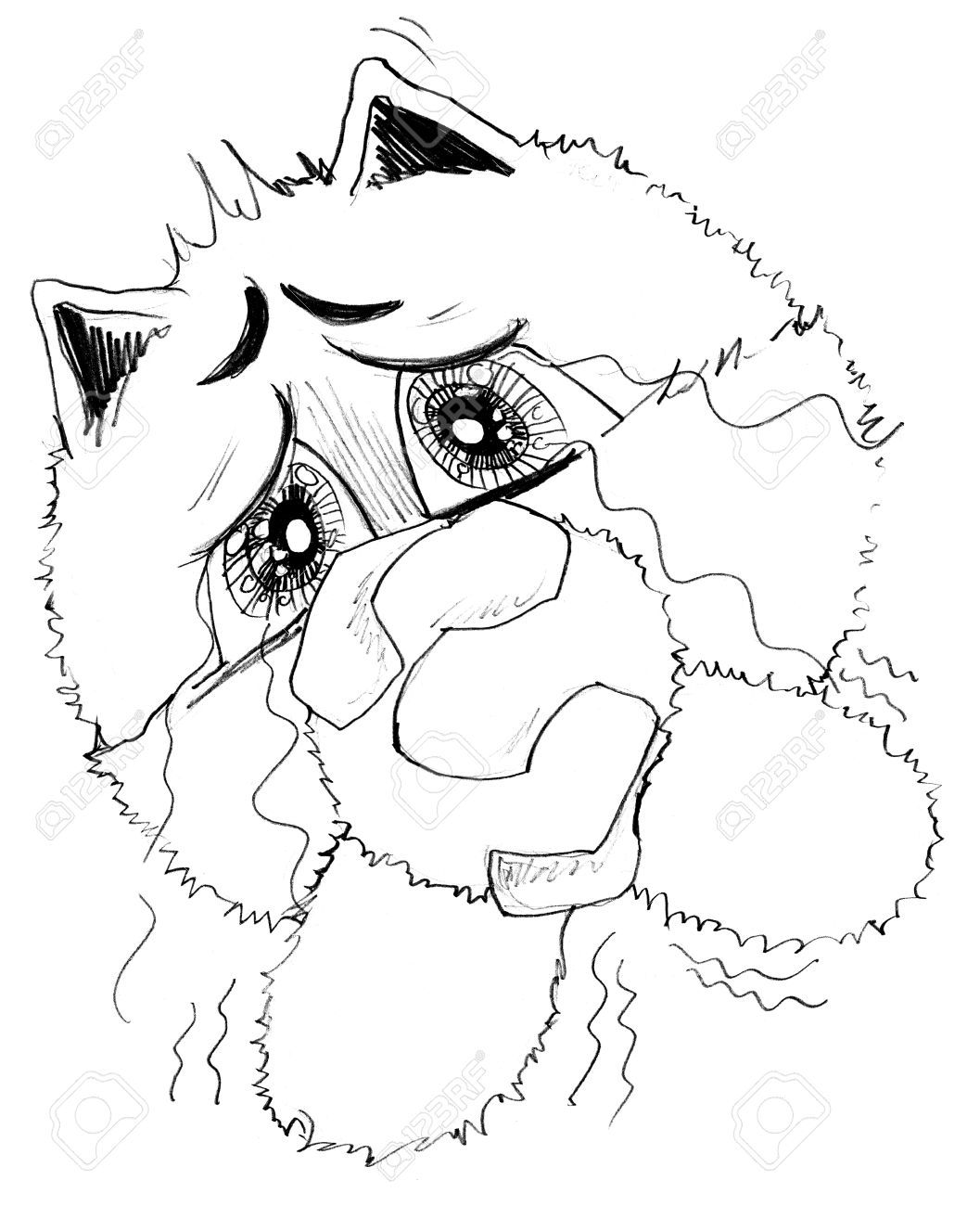 1057x1300 Cat Acting Pleading And Crying, Character Pencil Sketch Design