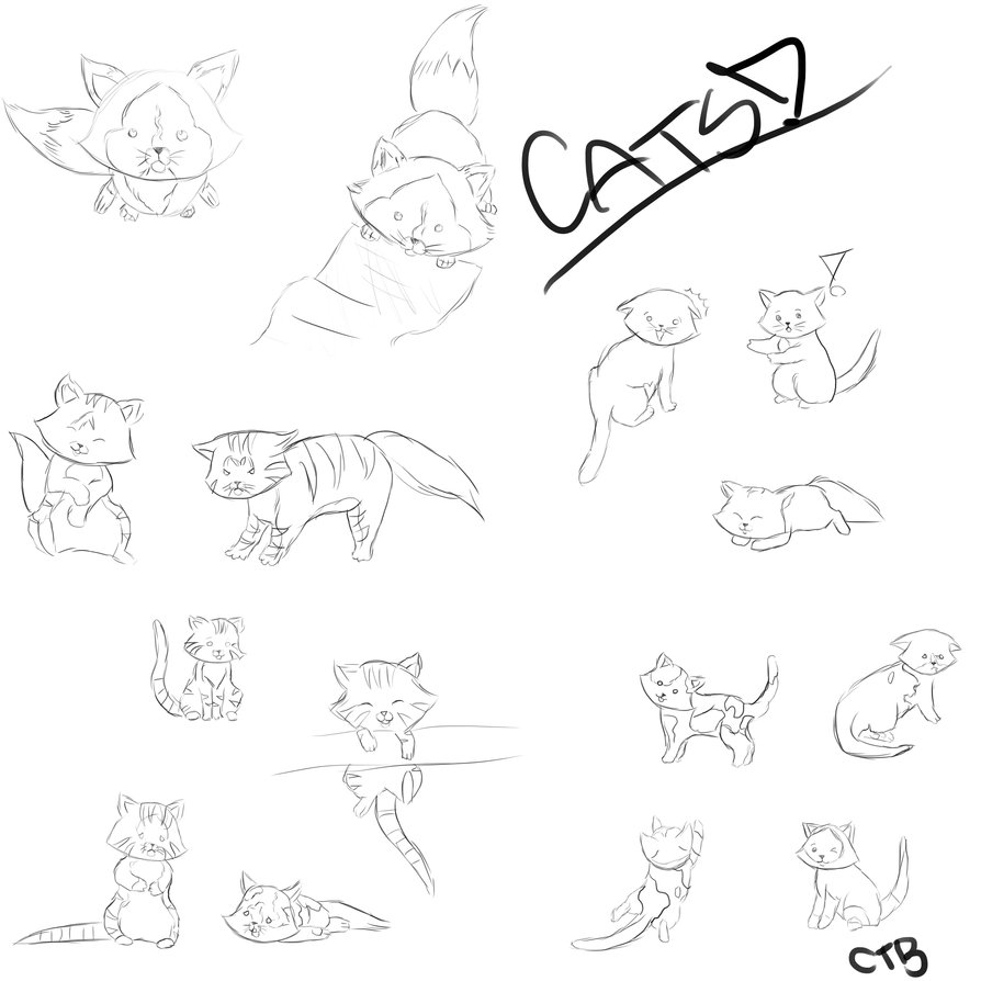 894x894 Cute Cat~ Sketch Dump. By Chellythebean