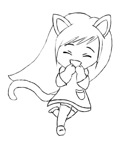 400x500 Outstanding Chibi Outline Cat By Midnight Crystals