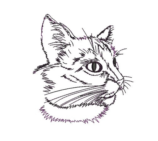 504x450 Kitty Cat Face Side Profile Instant Download Embroidery Cat By