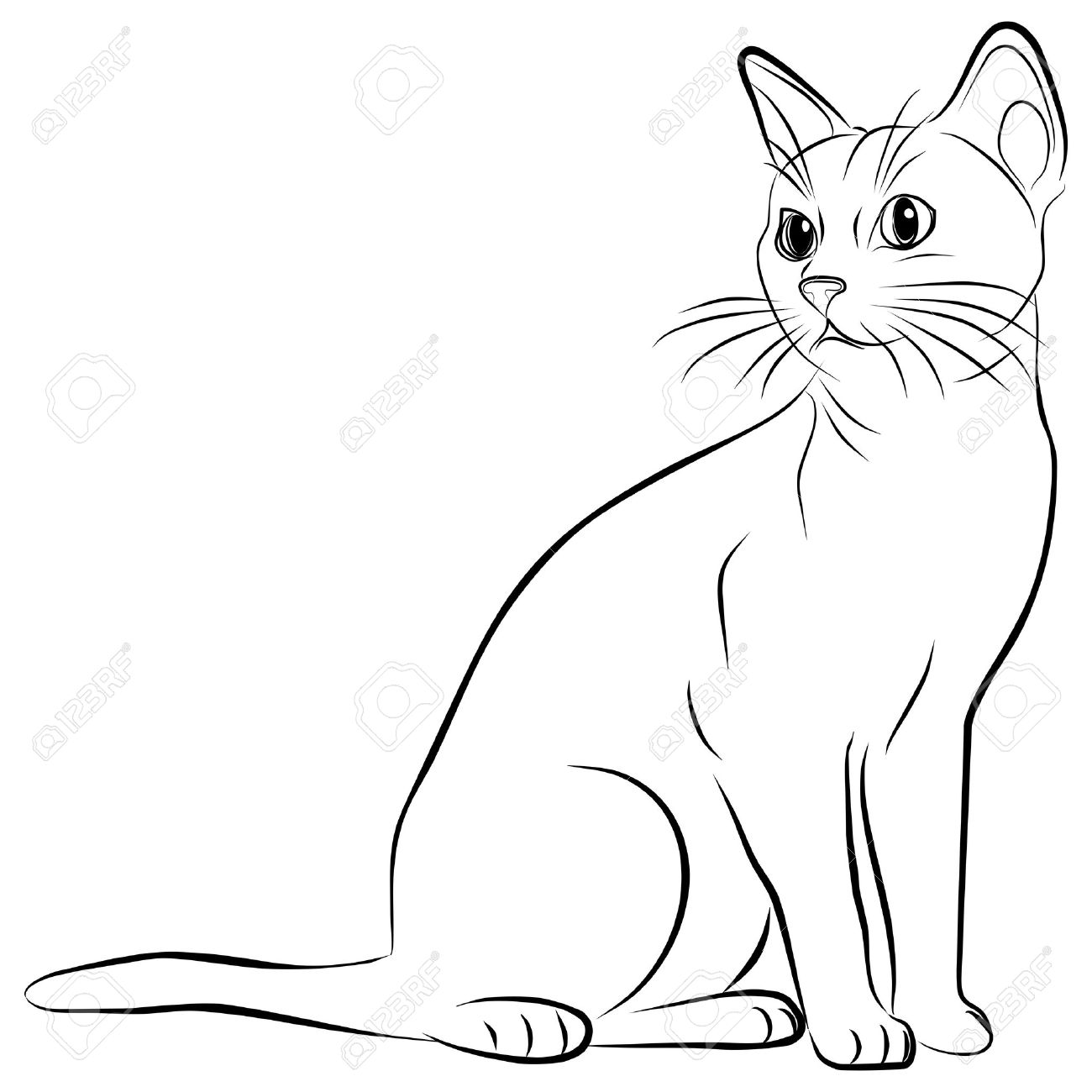 1300x1300 Cat Silhouette On A White Background, Vector Illustration Royalty