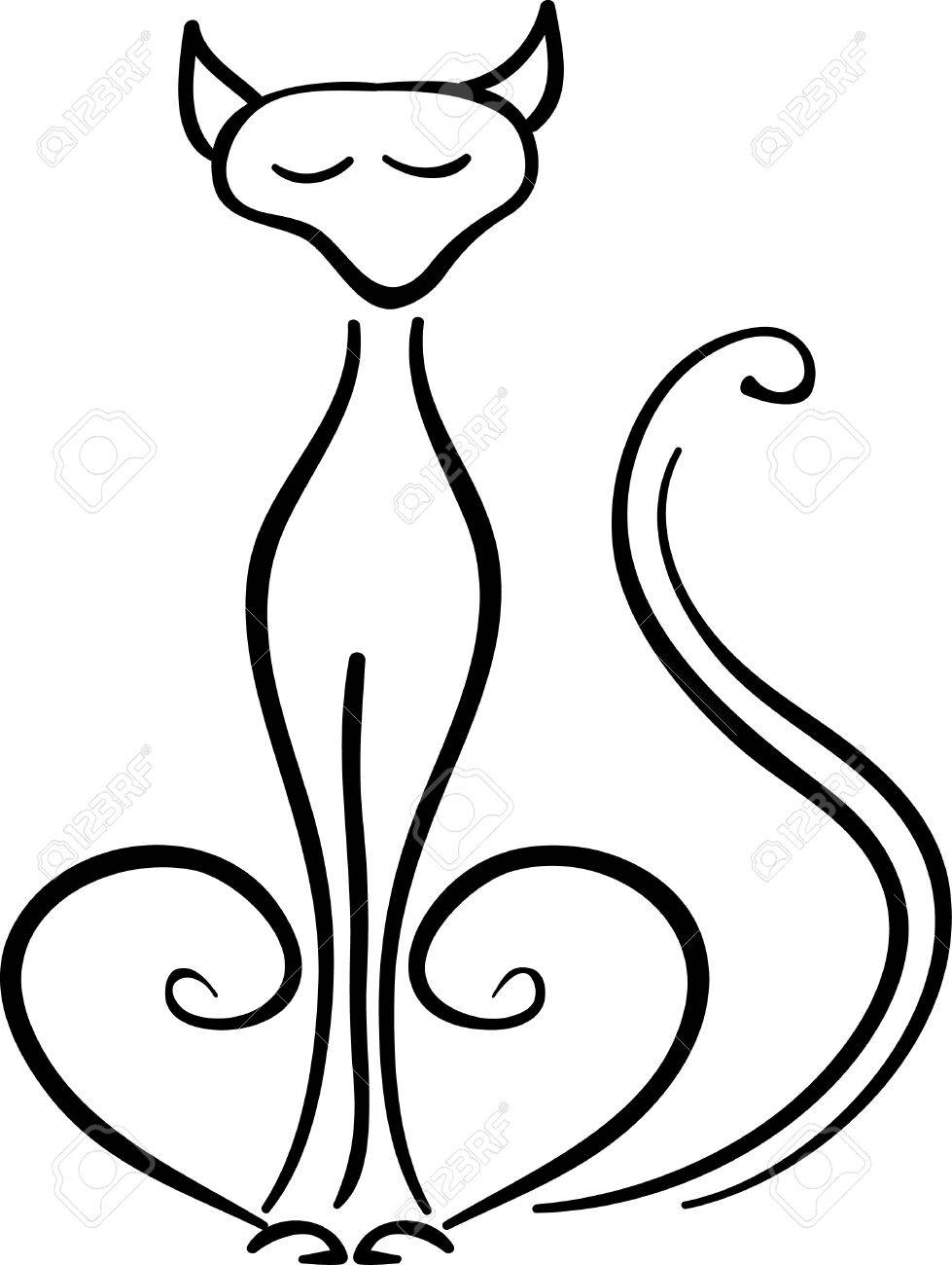 979x1300 Black Cat Silhouette Sit Royalty Free Cliparts, Vectors, And Stock