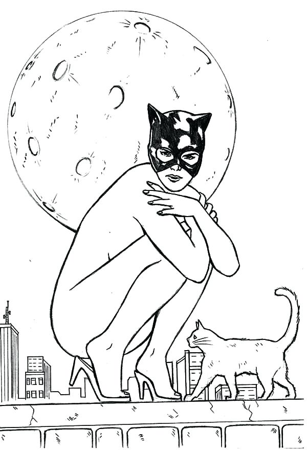 600x879 Here Are Catwoman Coloring Pages Images Sitting Beside A Cat