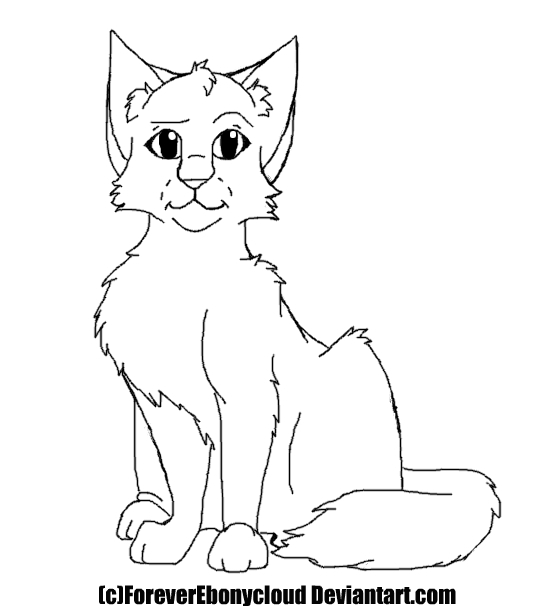535x608 Sitting Cat Lineart By Foreverebonycloud
