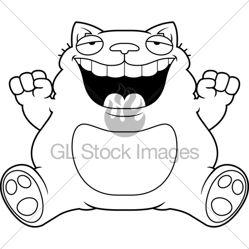 500x500 Cartoon Fat Cat Sitting Gl Stock Images