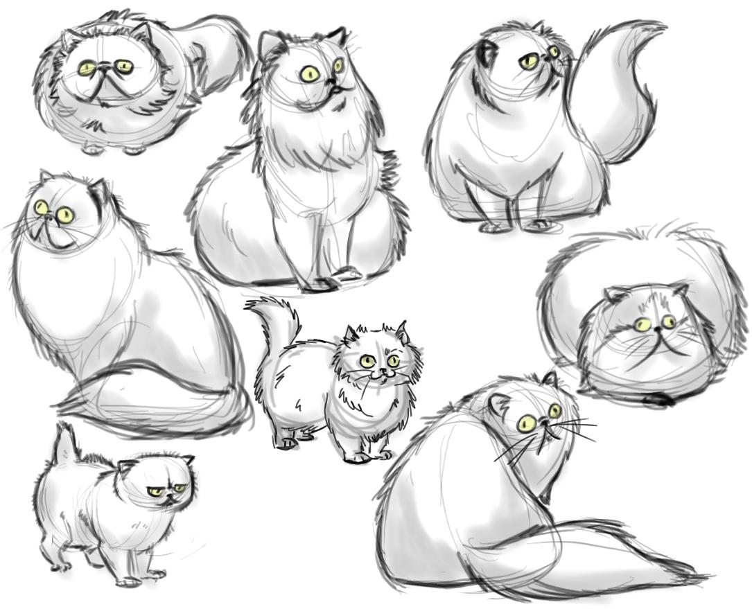 1085x879 Drawn Cat Persian Cat