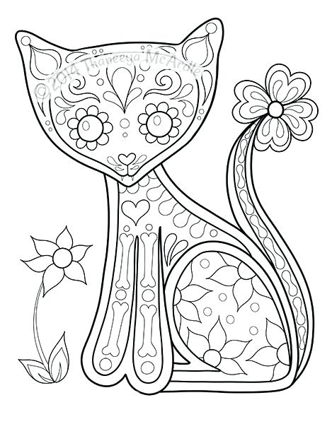 469x600 Skull Coloring Book Day Of The Dead Coloring Book Cat By Media