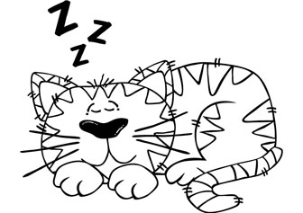 336x237 Sleeping Cat Free Coloring Page