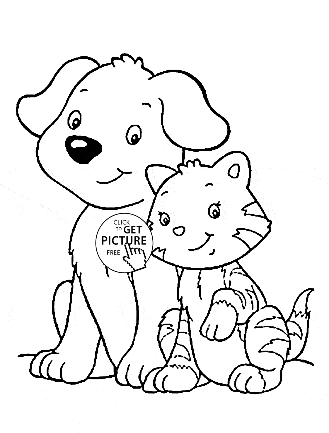 1123x1480 Cat And Dog Coloring Page For Kids, Animal Coloring Pages