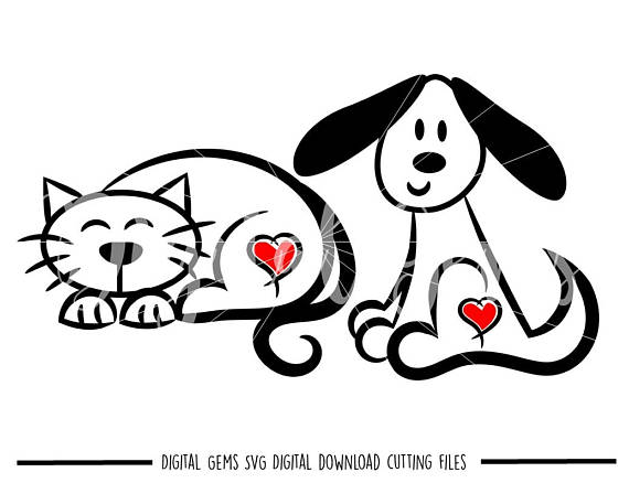 570x438 Stick Cat And Dog Svg Dxf Eps Png Files. Digital