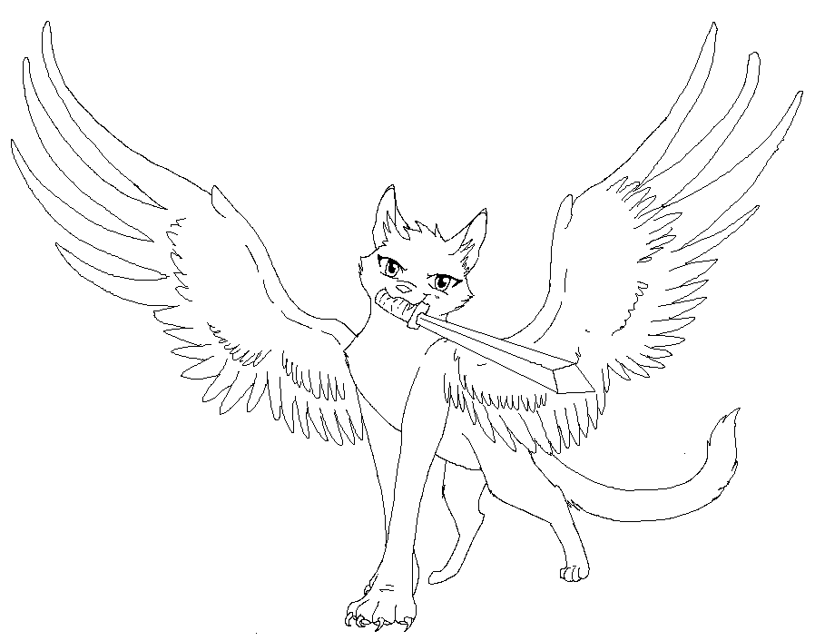898x706 Winged Cat Lines 2 By Demonickitty244