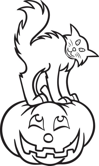 419x700 Free Printable Halloween Cat Amp Pumpkin Coloring Page For Kids
