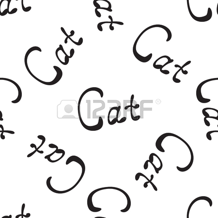 450x450 Seamless Black Vector Background With Word Cat Written By Hand