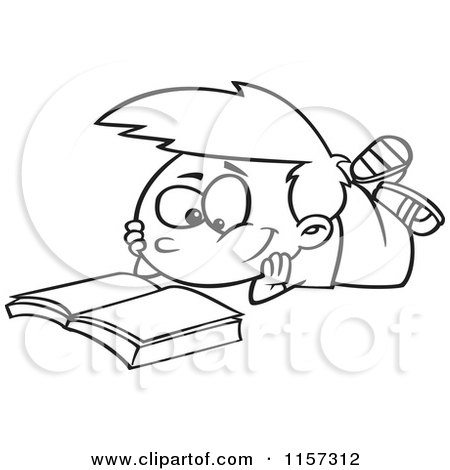 450x470 Cartoon Clipart Of A Black And White Boy Reading A Catalog