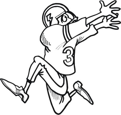480x456 Football Player Running To Catch The Ball Coloring Page Free