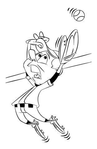 312x480 Baseball Player Jumping To Catch Ball Coloring Page Free