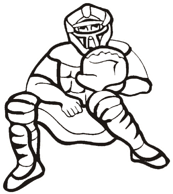 600x670 Baseball Coloring Page Catcher Stands Behind The Plate And Waits