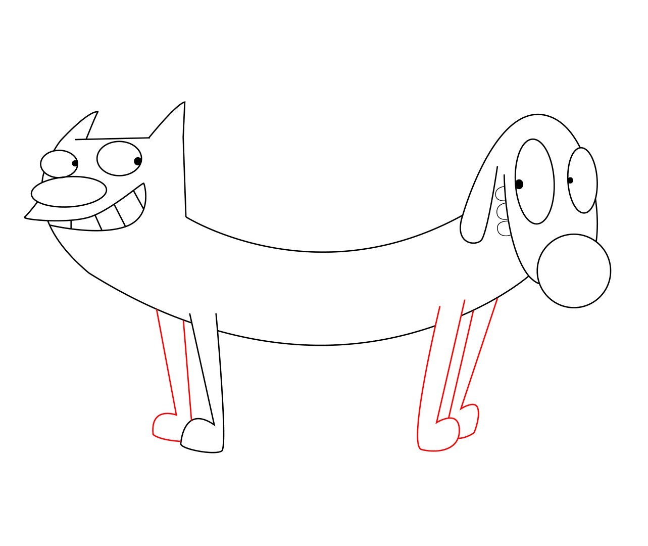 1283x1080 How To Draw Catdog Step By Step