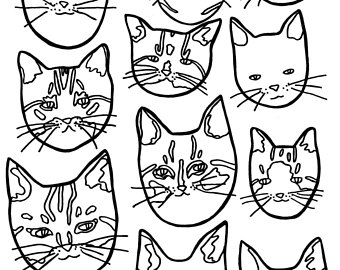 340x270 Cat Drawing Etsy