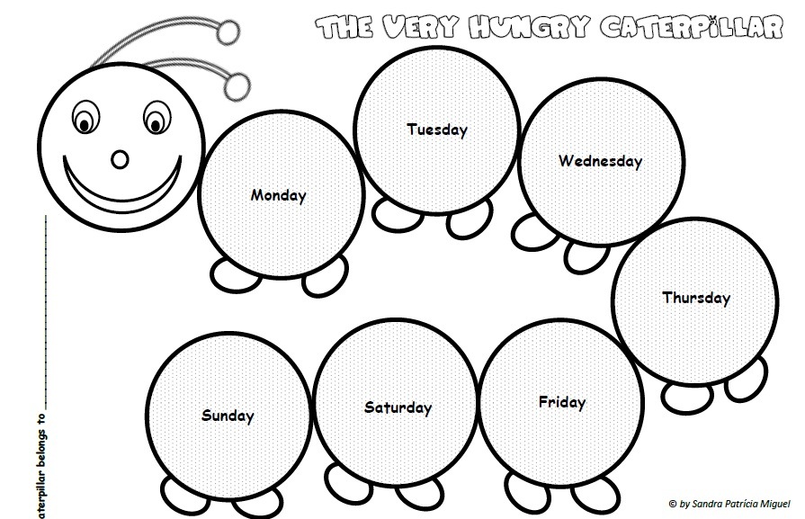 895x577 The Very Hungry Caterpillar Days Of The Week (Sequencing