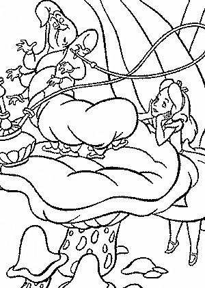 300x421 Alice In Wonderland Coloring Pages Caterpillar For Kids, Printable