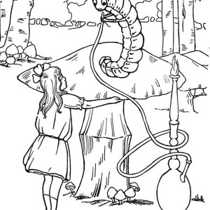 300x300 Alice In Wonderland Caterpillar Smoking Coloring Pages