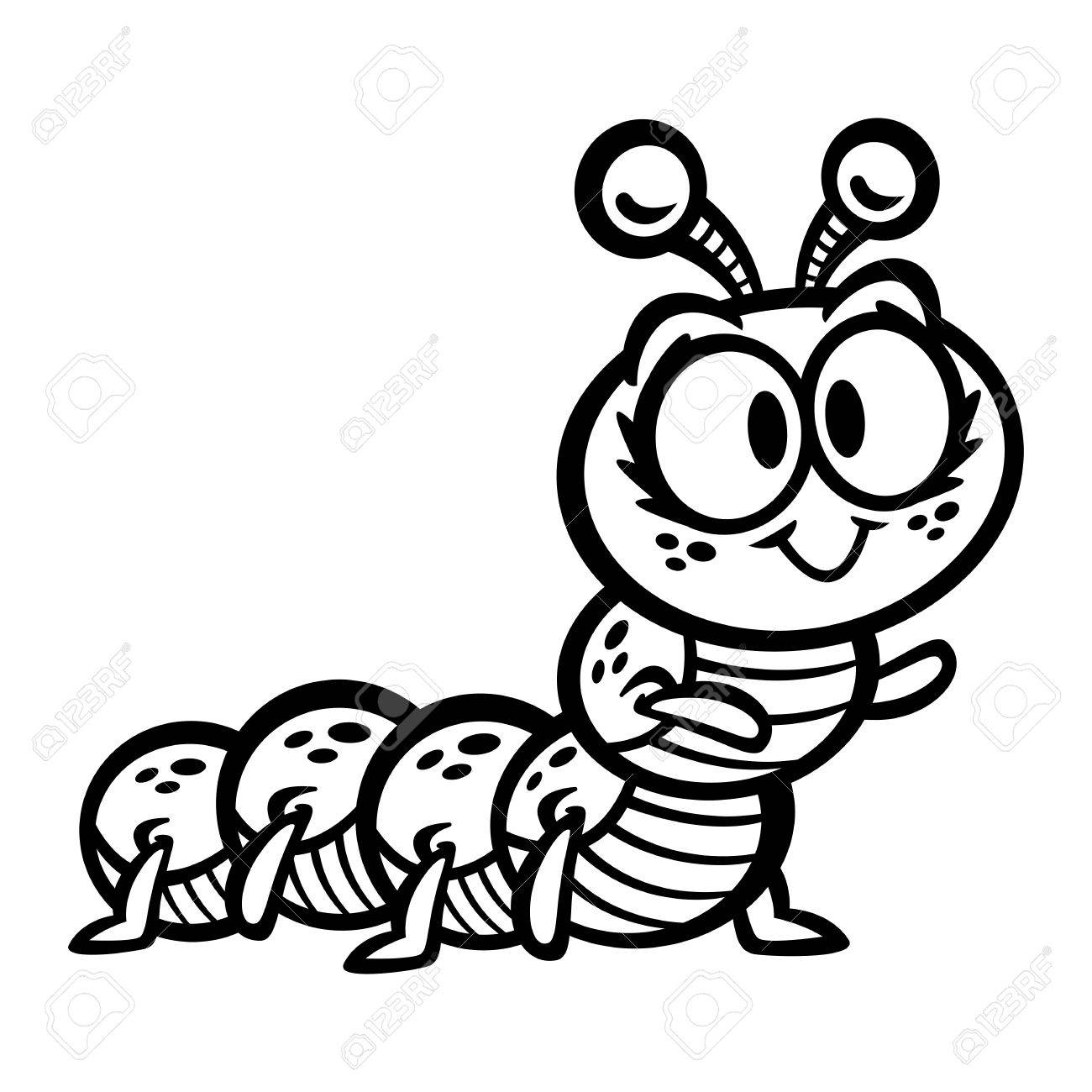 1300x1300 Cute Crawling Caterpillar Bug Cartoon Vector Royalty Free Cliparts