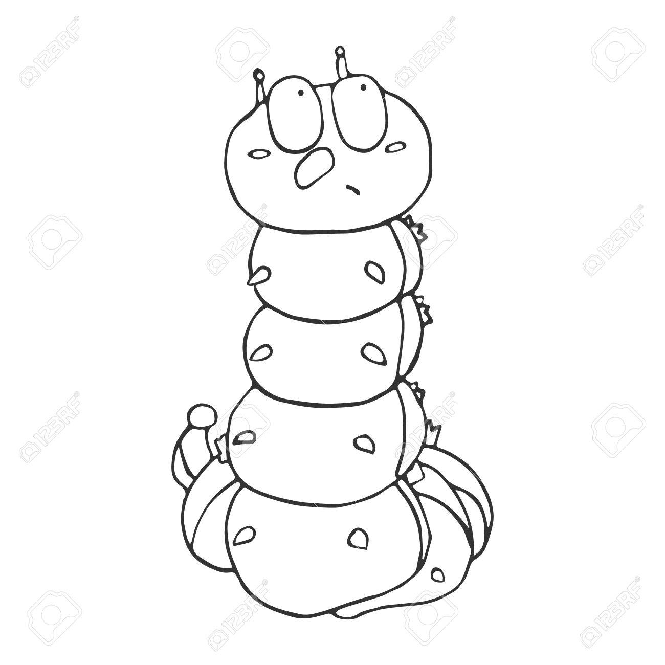 1300x1300 The Outline The Caterpillar In Cartoon Style. A Sketch