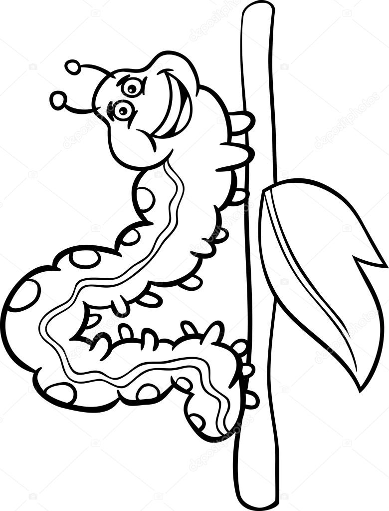 780x1023 Caterpillar Insect Cartoon For Coloring Book Stock Vector