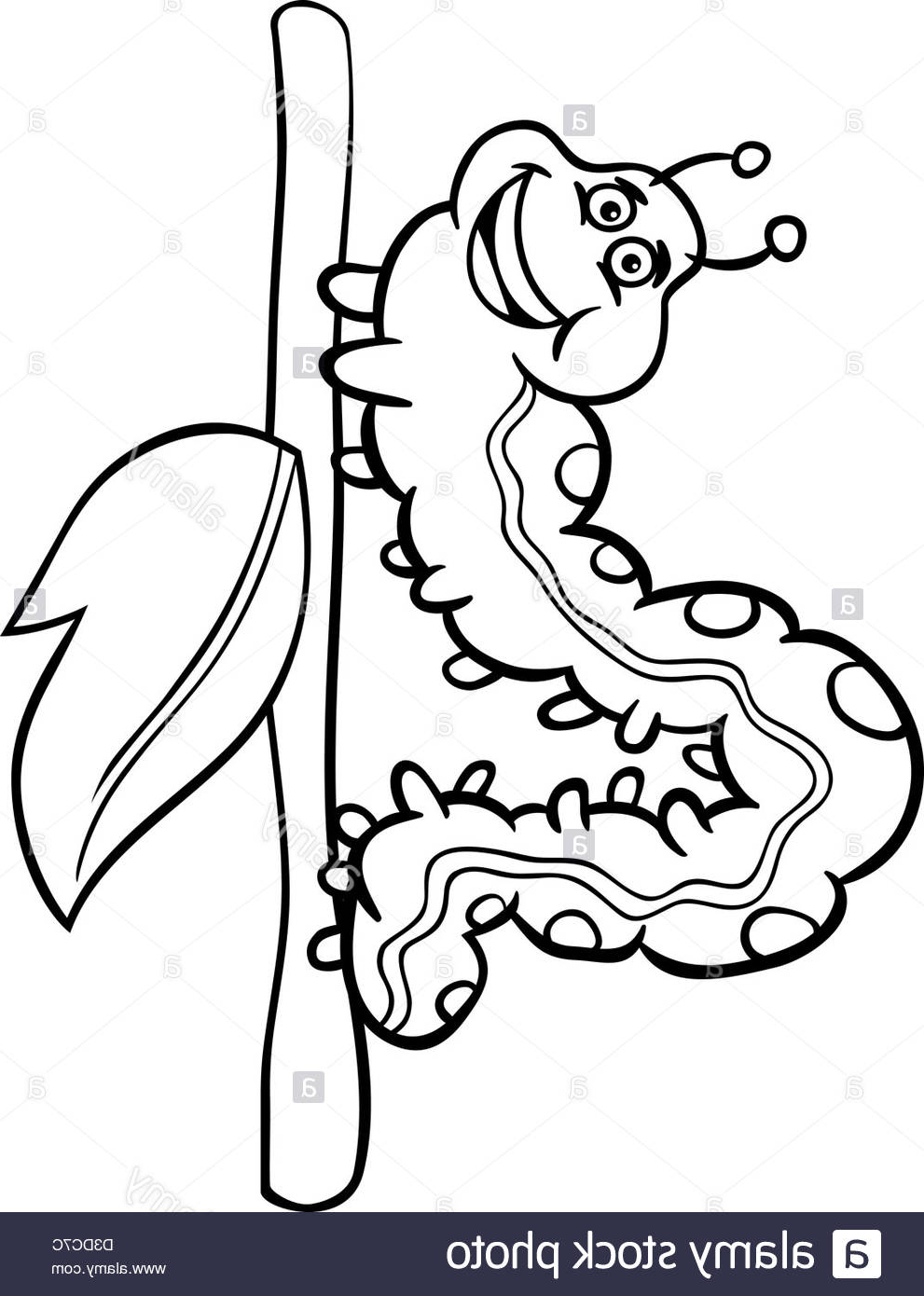 991x1390 Black And White Cartoon Illustration Of Funny Caterpillar Insect