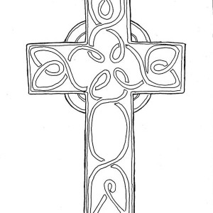 300x300 Cross And Beautiful Flower Coloring Page Coloring Sun