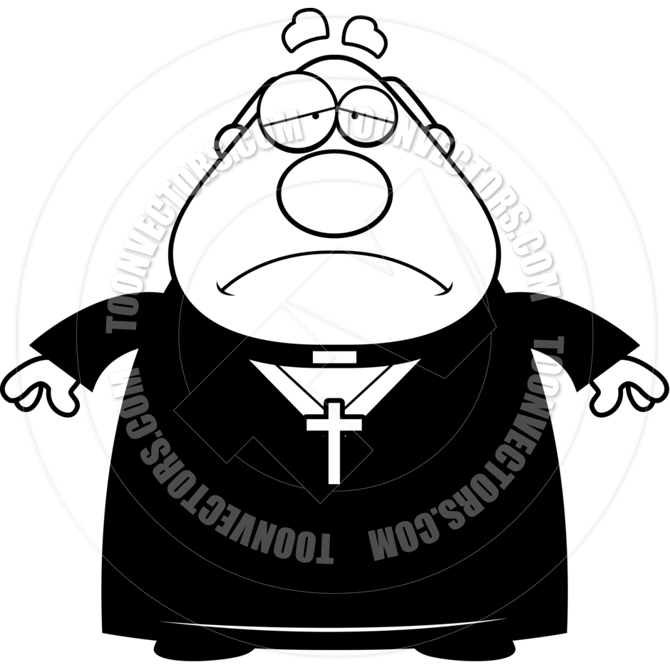 940x940 Cartoon Priest Sad (Black And White Line Art) By Cory Thoman