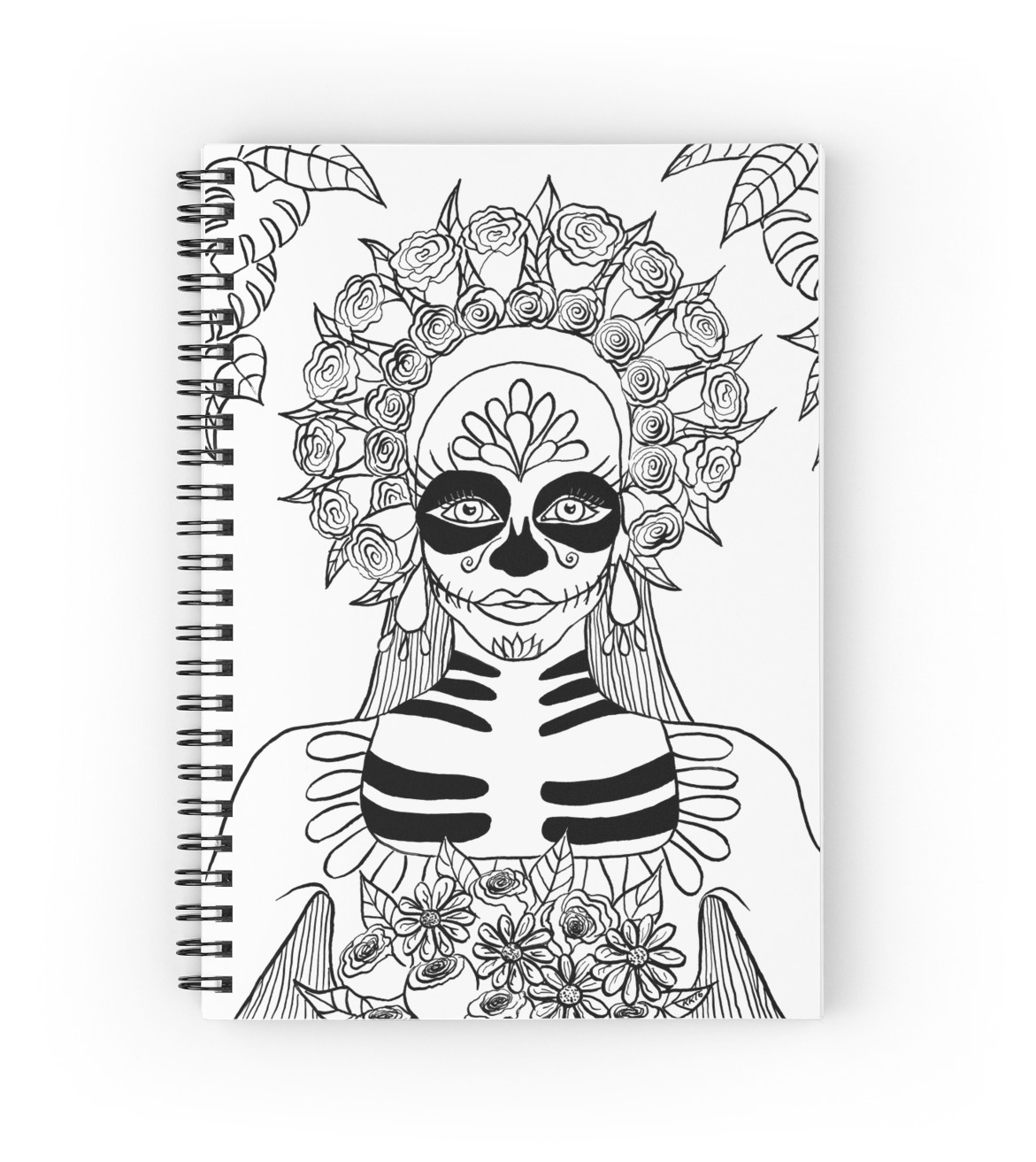 1171x1313 La Calavera Catrina Sugar Skull Ink Drawing Spiral Notebooks By