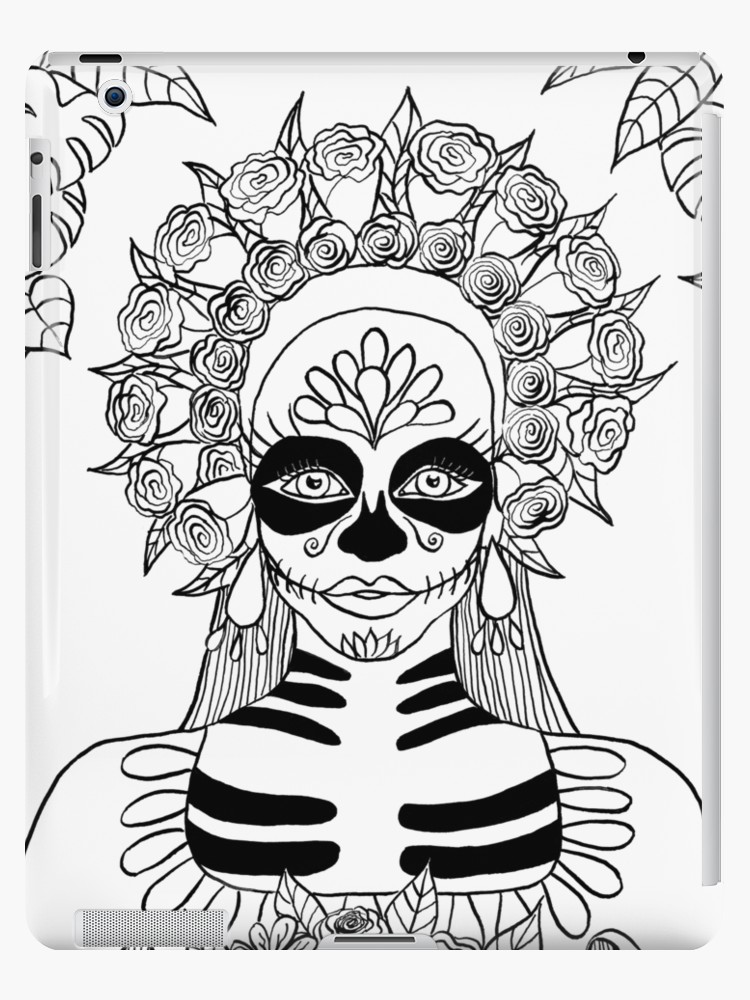750x1000 La Calavera Catrina Sugar Skull Ink Drawing Ipad Cases Amp Skins By