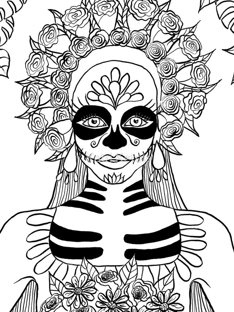 750x1000 La Calavera Catrina Sugar Skull Ink Drawing Iphone Cases Amp Skins