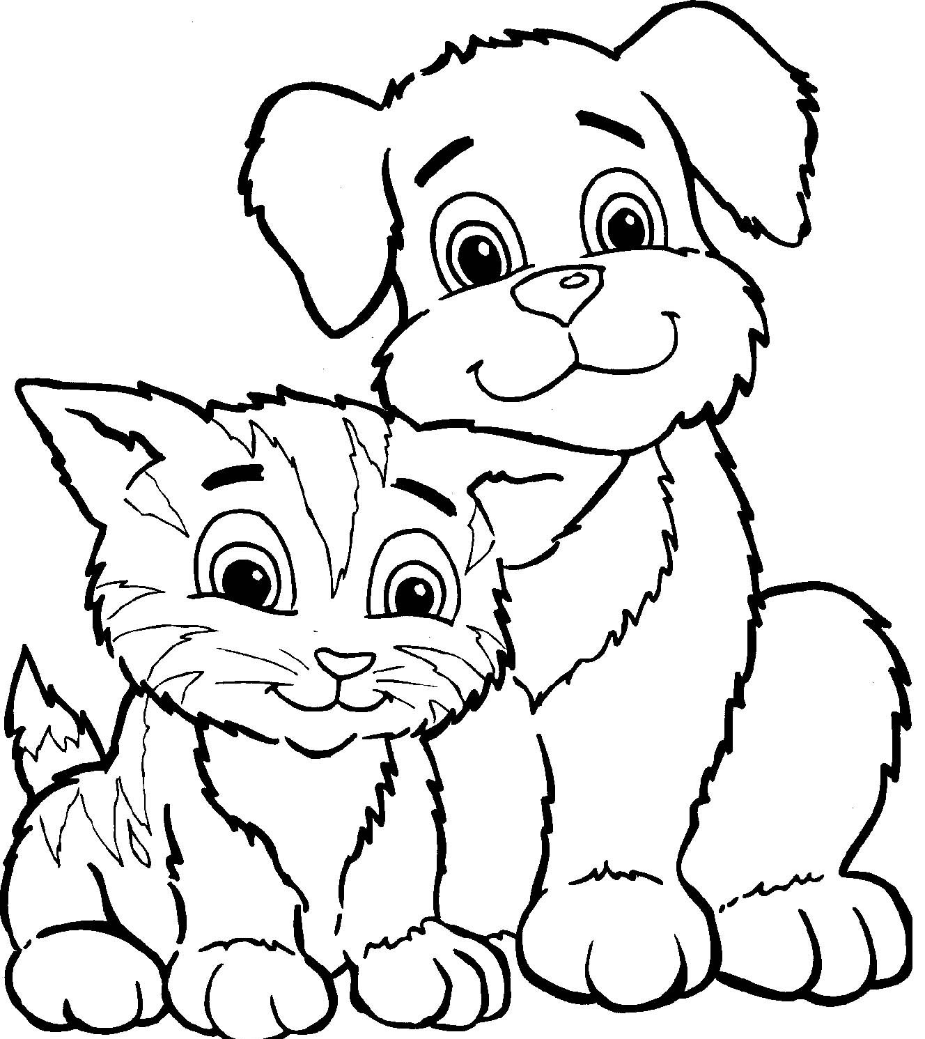 1328x1491 Drawing Dogs Cats Coloring Pages With Additional