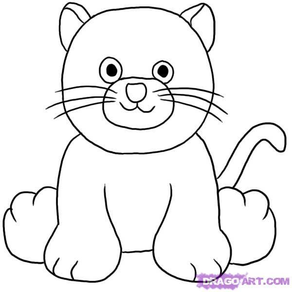 600x600 Cartoon Cat Drawing Easy
