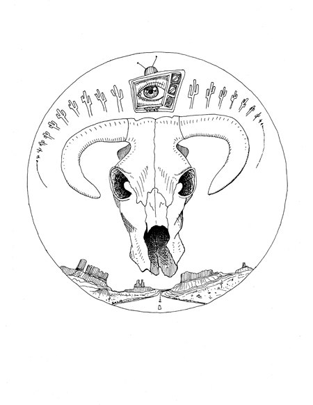 450x582 Items Similar To Desert Skull Sketch, Cattle, Road, Desert