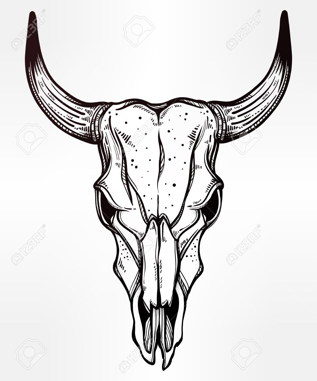 1083x1300 Hand Drawn Romantic Flash Tattoo Style Desert Cow Or Bull Skull