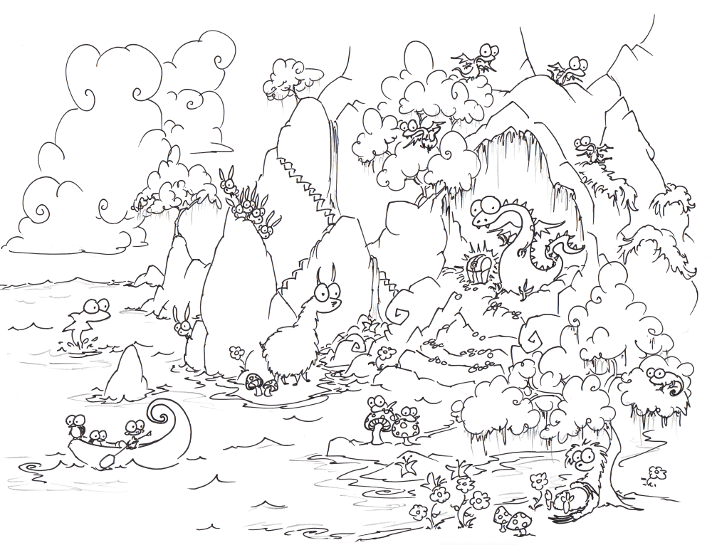 1000x766 A Free Coloring Page Of Adragon In A Cave With Treasure And Baby